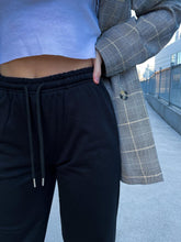 Load image into Gallery viewer, Black High Waisted Wide Leg Joggers