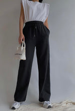 Load image into Gallery viewer, Black High Waisted Wide Leg Joggers