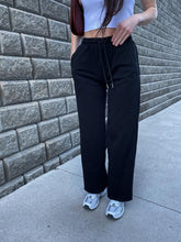 Load image into Gallery viewer, Black High Waisted Wide Leg Joggers