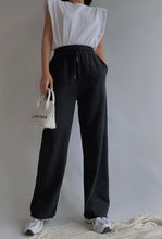 Load image into Gallery viewer, Black High Waisted Wide Leg Joggers
